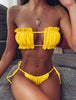 Frill Trim Ruched Bikini Set - Premium   - Just $33.95! Shop now at LACEDUPED