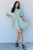 Ninexis Out Of Time Full Size Ruffle Hem Dress with Drawstring Waistband in Light Sage - Premium   - Just $27.95! Shop now at LACEDUPED