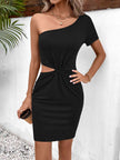 Cutout Twisted One-Shoulder Mini Dress - Premium   - Just $33.95! Shop now at LACEDUPED