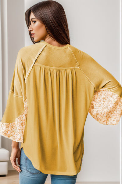 Printed Detail Balloon Sleeve Blouse - Premium   - Just $44.95! Shop now at LACEDUPED