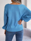 Cable-Knit Square Neck Long Sleeve Sweater - Premium   - Just $41.95! Shop now at LACEDUPED