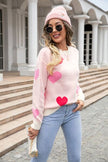 Heart Round Neck Droppped Shoulder Sweater - Premium   - Just $53.95! Shop now at LACEDUPED