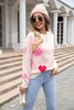 Heart Round Neck Droppped Shoulder Sweater - Premium   - Just $53.95! Shop now at LACEDUPED