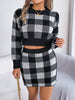 Plaid Round Neck Top and Skirt Sweater Set - Premium   - Just $56.95! Shop now at LACEDUPED