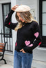 Heart Round Neck Droppped Shoulder Sweater - Premium   - Just $53.95! Shop now at LACEDUPED