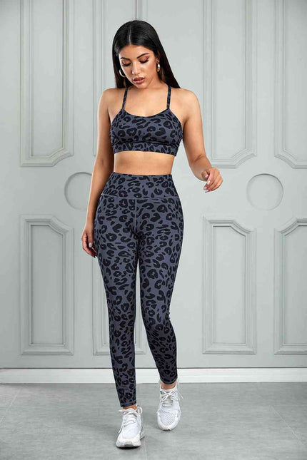 Leopard Cutout Sports Bra and Leggings Set - Premium   - Just $59.95! Shop now at LACEDUPED