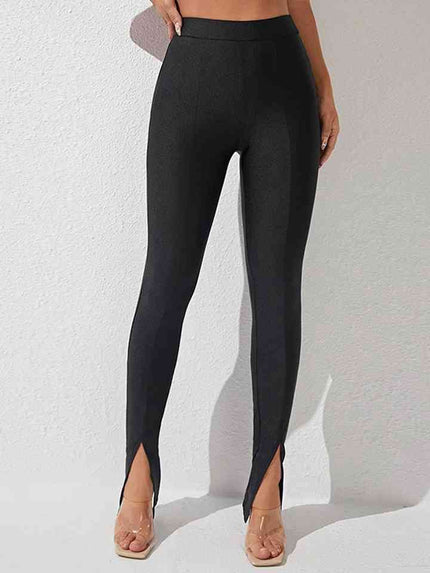 High Waist Slit Skinny Pants - Premium   - Just $34.95! Shop now at LACEDUPED