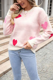 Heart Round Neck Droppped Shoulder Sweater - Premium   - Just $53.95! Shop now at LACEDUPED