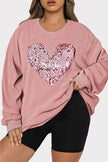 Plus Size Heart Sequin Round Neck Sweatshirt - Premium   - Just $74.95! Shop now at LACEDUPED