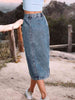 Button Down Denim Skirt - Premium   - Just $49.95! Shop now at LACEDUPED