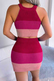 Color Block Sleeveless Crop Knit Top and Skirt Set - Premium   - Just $48.95! Shop now at LACEDUPED