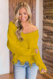 Frayed Hem Dropped Shoulder Sweater - Premium   - Just $43.95! Shop now at LACEDUPED