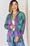 Zenana Plaid Button Up Long Sleeve Shacket - Premium   - Just $50.95! Shop now at LACEDUPED