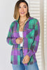 Zenana Plaid Button Up Long Sleeve Shacket - Premium   - Just $50.95! Shop now at LACEDUPED