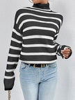 Striped Turtleneck Long Sleeve Sweater - Premium   - Just $58.95! Shop now at LACEDUPED