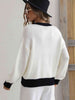 Contrast Trim Drop Shoulder Pullover Sweater - Premium   - Just $59.95! Shop now at LACEDUPED