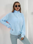 Turtleneck Zip Up Long Sleeve Knit Top - Premium   - Just $48.95! Shop now at LACEDUPED