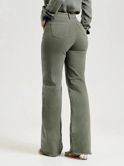 Buttoned Raw Hem Jeans with Pockets - Premium   - Just $63.95! Shop now at LACEDUPED