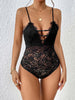 Lace Plunge Spaghetti Strap Bodysuit - Premium   - Just $32.95! Shop now at LACEDUPED