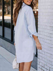 Button Up Collared Neck Long Sleeve Shirt Dress - Premium   - Just $34.36! Shop now at LACEDUPED