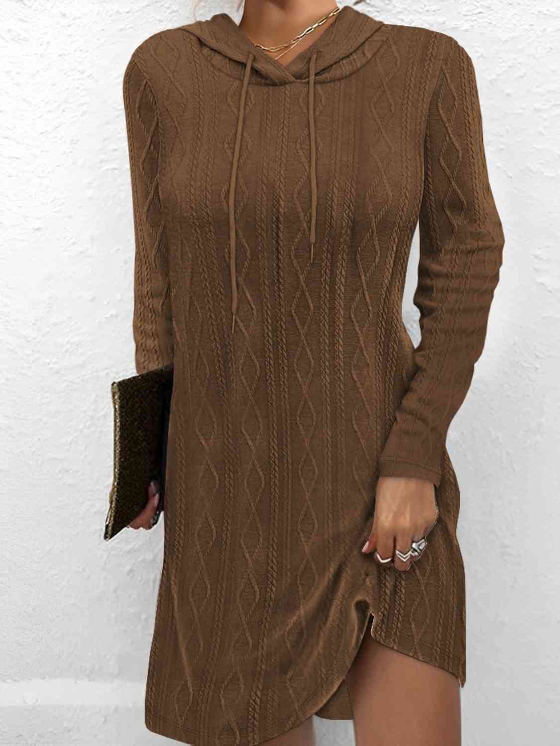 Drawstring Hooded Sweater Dress - Premium   - Just $42.95! Shop now at LACEDUPED