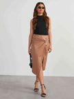 Twist Detail High Waist Skirt - Premium   - Just $37.95! Shop now at LACEDUPED