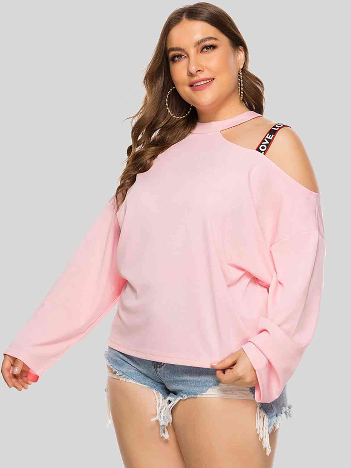 Plus Size Cold-Shoulder Round Neck Blouse - Premium   - Just $39.95! Shop now at LACEDUPED