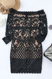 Off-Shoulder Long Sleeve Lace Dress - Premium   - Just $57.95! Shop now at LACEDUPED