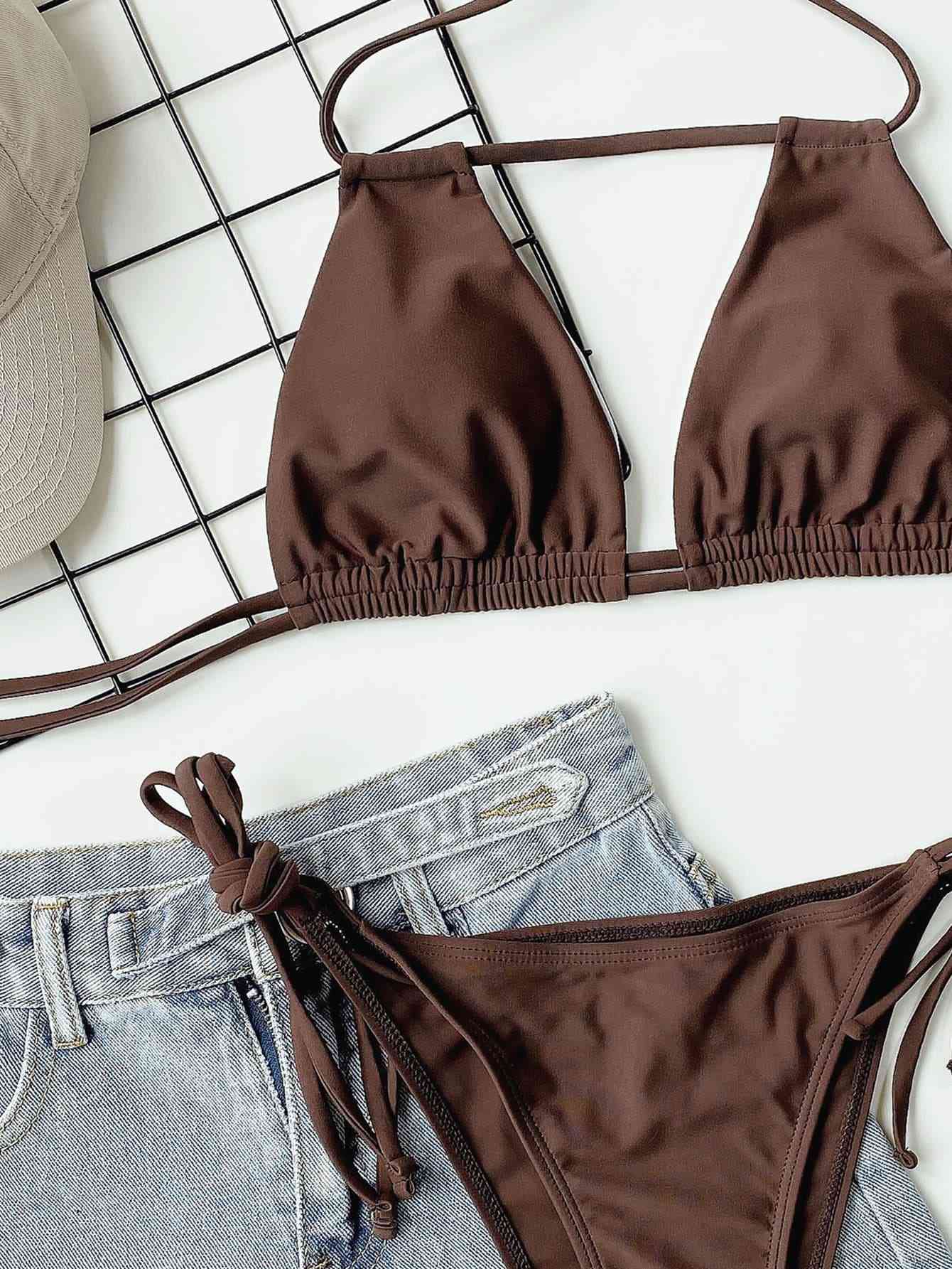 Halter Neck Ruched Bikini Set - Premium   - Just $34.95! Shop now at LACEDUPED