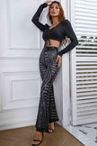 Double Take Sequin High Waist Flared Pants - Premium   - Just $78.95! Shop now at LACEDUPED