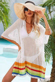 Rainbow Stripe Openwork Slit Cover-Up - Premium   - Just $43.95! Shop now at LACEDUPED