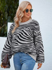 Animal Print Round Neck Dropped Shoulder Sweater - Premium   - Just $54.95! Shop now at LACEDUPED