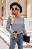 Round Neck Puff Sleeve Blouse - Premium   - Just $33.95! Shop now at LACEDUPED