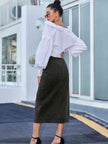 Button Down Denim Skirt - Premium   - Just $49.95! Shop now at LACEDUPED