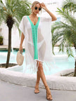 Contrast Fringe Trim Openwork Cover-Up Dress - Premium   - Just $49.95! Shop now at LACEDUPED