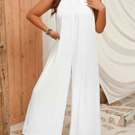 Plus Size Sleeveless Halter Neck Wide Leg Jumpsuit - Premium   - Just $52.95! Shop now at LACEDUPED