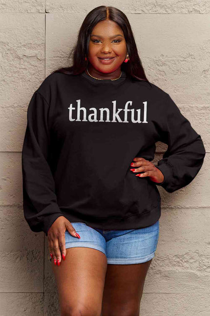 Simply Love Full Size THANKFUL Graphic Sweatshirt - Premium   - Just $48.95! Shop now at LACEDUPED