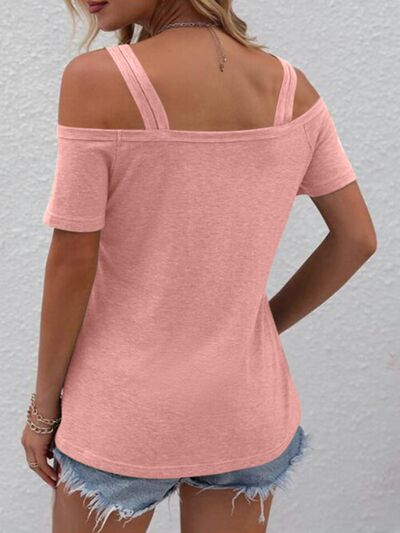 Double Spaghetti Straps Short Sleeve T-Shirt - Premium   - Just $36.95! Shop now at LACEDUPED