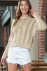 Full Size Openwork Cable-Knit Round Neck Knit Top - Premium   - Just $54.95! Shop now at LACEDUPED