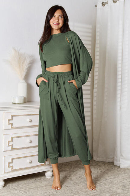 Tank, Pants, and Cardigan Set with Pockets - Premium   - Just $81.95! Shop now at LACEDUPED