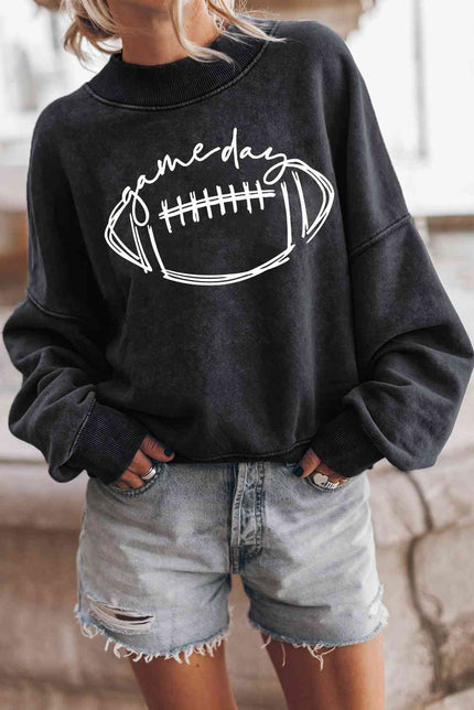 Round Neck Long Sleeve FOOTBALL Graphic Sweatshirt - Premium   - Just $56.95! Shop now at LACEDUPED