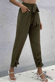 Tie Detail Belted Pants with Pockets - Premium   - Just $42.95! Shop now at LACEDUPED