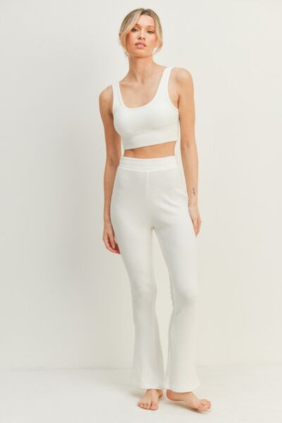 Kimberly C Waffle Tank and High Waist Flare Pants Set - Premium   - Just $73.95! Shop now at LACEDUPED