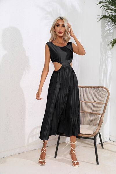 Cutout Ruched Round Neck Tank Dress - Premium   - Just $36.95! Shop now at LACEDUPED