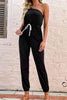 One-Shoulder Drawstring Waist Jogger Jumpsuit - Premium   - Just $49.95! Shop now at LACEDUPED