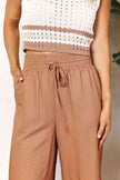 Double Take Drawstring Smocked Waist Wide Leg Pants - Premium   - Just $44.95! Shop now at LACEDUPED