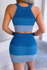 Color Block Sleeveless Crop Knit Top and Skirt Set - Premium   - Just $48.95! Shop now at LACEDUPED