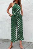 Polka Dot Grecian Wide Leg Jumpsuit - Premium   - Just $43.95! Shop now at LACEDUPED