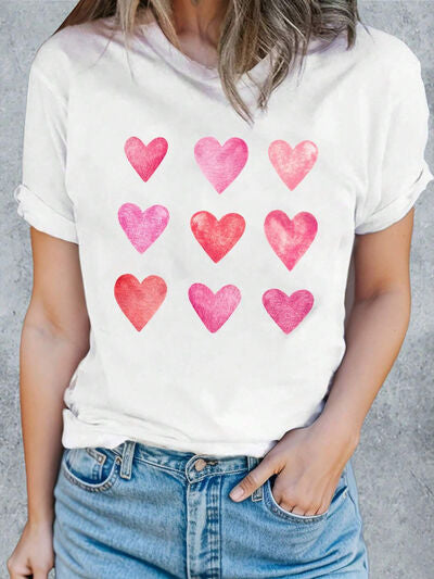 Heart Round Neck Short Sleeve T-Shirt - Premium   - Just $28.95! Shop now at LACEDUPED