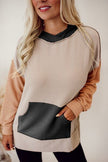 Color Block Exposed Seam Dropped Shoulder Hoodie - Premium   - Just $56.95! Shop now at LACEDUPED